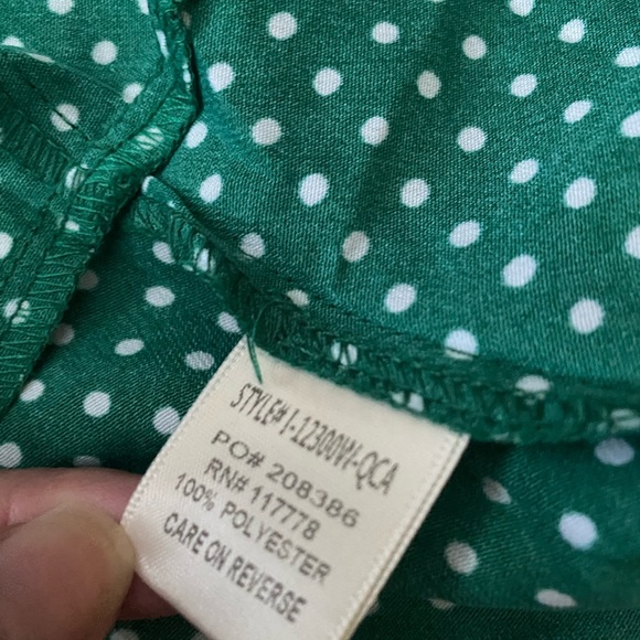 NWOT! Love Stitch Green Polka Dot Wrap Tank, S - Picture 7 of 11